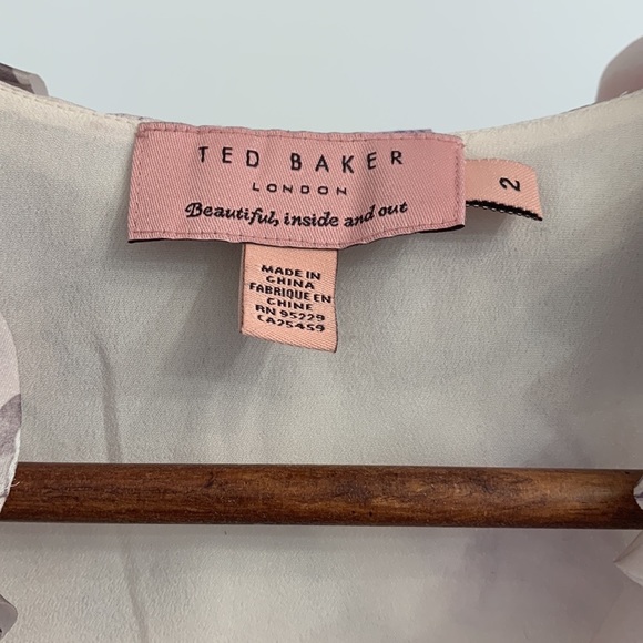 Ted Baker London beige floral Silk like dress with pockets - Picture 2 of 9
